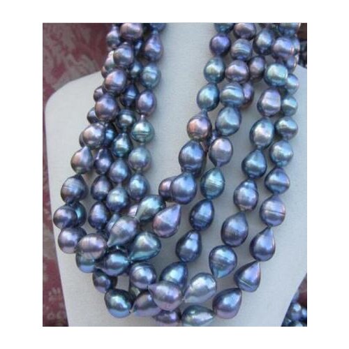 HOT 9-10mm SOUTH SEA black blue baroque pearl necklace 17"