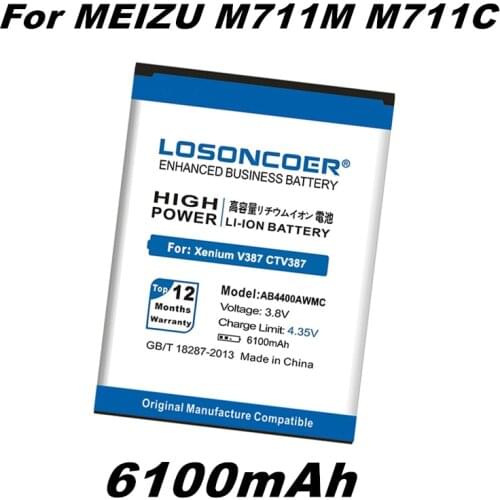LOSONCOER 6100mAh AB4400AWMC Battery for PHILIPS Xenium V387 CTV387 Good Quality Battery