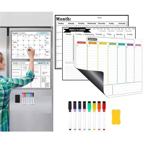 Magnetic Dry-erase Calendar Board for Fridge Monthly Calendar Whiteboard for Refrigerator White Board Daily Menu Weekly Planner