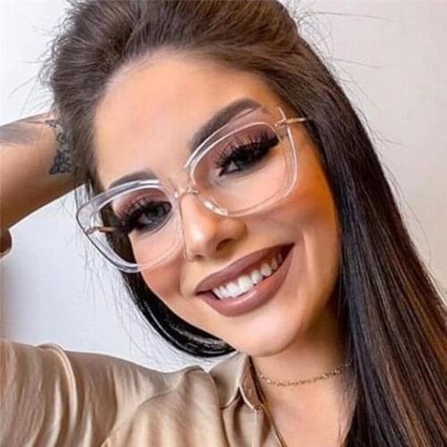 Fashion Vintage Cat Eye Glasses Frame Women Square Eyeglasses Optical Plastic Clear Lens Myopia Glasses for Unisex Eyewear