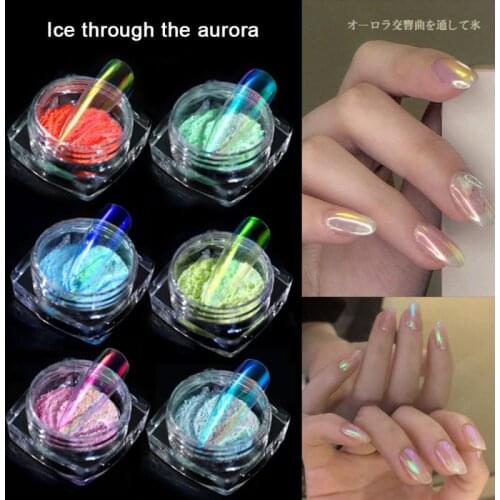 Monochromatic Solid Aurora Nail Powders Transparent Holographic Neon Nail Glitters Chameleon Powder Dust Chrome Nail Art TSLM2