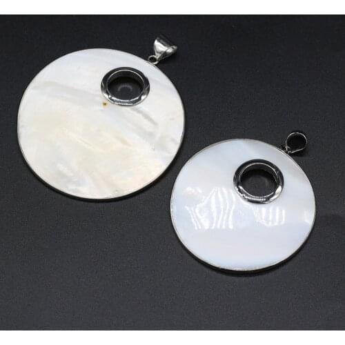 New Style Natural Stone Pendant Round Shell For Jewelry Making DIY Necklace Bracelet Earrings Accessory