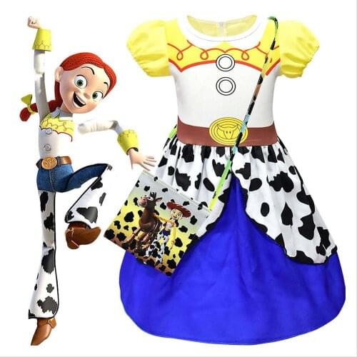 2019 Movie Toy Dress Summer Girl Dress Kids Clothes Toddler Baby Clothes Jessie Cowgirl Cosplay Costume Bag Fancy Dress