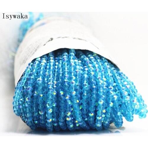 Isywaka Lake blue Half AB Color 3*4mm 145pcs Rondelle Austria faceted Crystal Glass Bead Loose Spacer Round Beads Jewelry Making