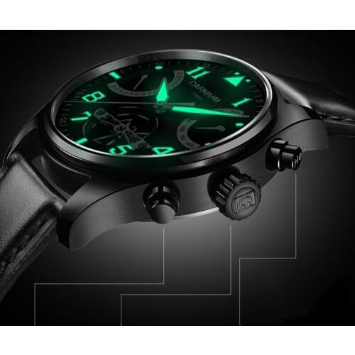 Luxury Tourbillon Mechanical Watches Men Switzerland CARNIVSAL 2021 New Automatic Watch Calendar Luminous Skeleton Watch for Men