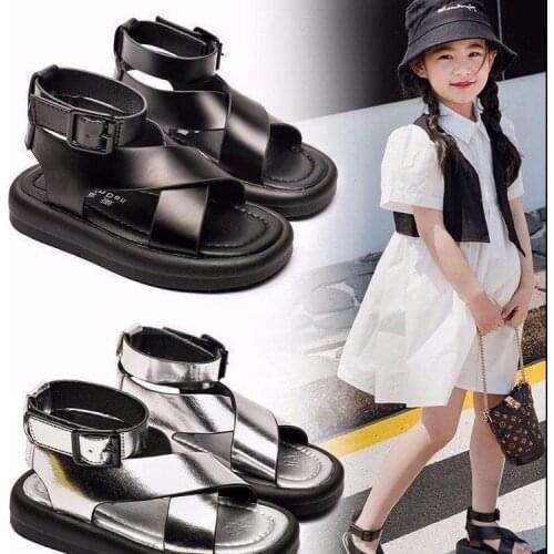 Girls Sandals High Quality Pu Leather Roman Shoes For Kids Girls Comfortable Soft Anti Slip Breathable Children Princess Sandal