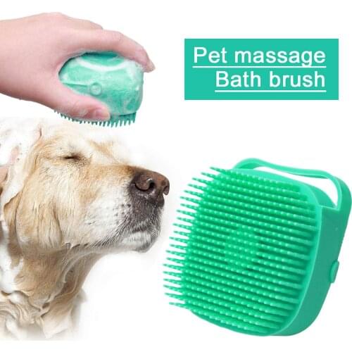 Pet Dog Shampoo Brush 2.7oz/80ml Cat Massage Comb Grooming Scrubber Brush for Bathing Short Hair Soft Silicone Rubber Brushes