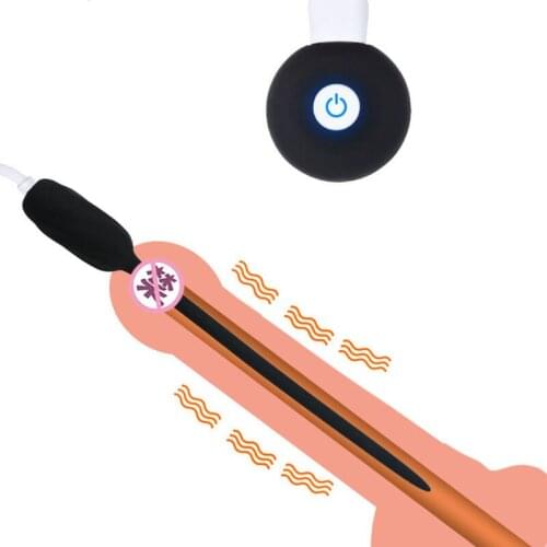 20 Speeds Silicone Vibrating Urethral Sound Penis Plug Lasting Trainer Urethral Dilator Vibrator For Male Masturbator Sex Toys