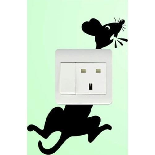 Light Switch Socket Wall Sticker Decal Home Decor Funny Cat Mouse Animal Sticker 3SS0044