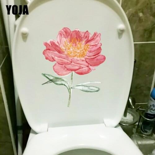 YOJA 18.4*22.4CM Watercolor Red Peony Classic Bedroom Decoration Toilet Sticker Wall Decal T1-0586