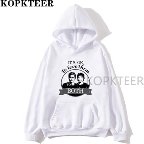 Women The Vampire Diaries Printed Hoodies Oversize Black Friday 2020 Autumn Winter Loose Warm Hooded Sweatshirt Pullover Hoody