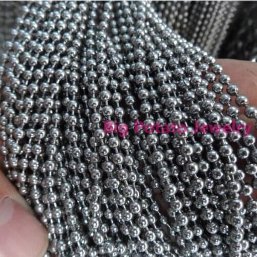 1.5/2/2.4/3.2mm Wide Wholesale 50/100pcs Silver Color Ball Chain Stainless Steel Jewelry Mens IDY Finding Pendant 16-40inch