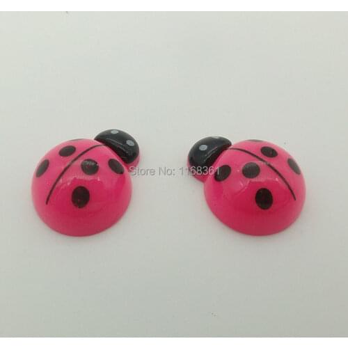 1pcs/lot resin flat back Simulated hot pink ladybug 19mm Cabochons Jewelry Phone Hairpin Headwear DIY C501-6