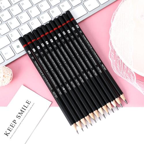 12pcs/set raw wooden sketch drawing pencil set student art sketching special pencil 2H/H/F/HB/B/2B/3B/4B/5B/6B/7B/8B