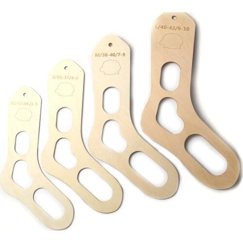 2PCs Natural Wood Sock Blocker For DIY Christmas Sock XS-L Knitting Sock Forms Shapes Knitting Board Tools Gift For Beginners