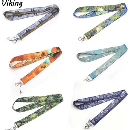 20pcs/lot G1383 Cartoon Phone Lanyards For Keys ID Card Neck Strap Keychains USB badge Holder Phone Hang Rope Vangoghg Lanyard
