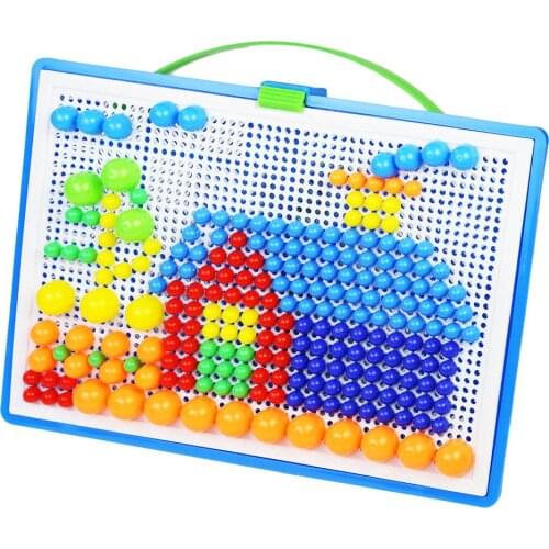 296Pcs DIY Mosaic Picture Puzzle Pegboard Mushroom Nails early Educational Children Kids Toy Gift