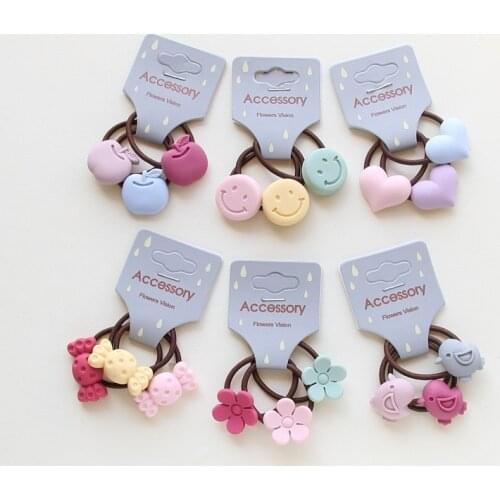 3PCS New Cute Apple Smiley Face Princess Headwear Kids Elastic Hair Bands Baby Headdress Children Hair Ropes Girls Accessories