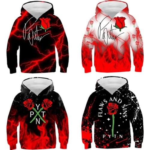 3D PYTN Red Rose Hoodies Adults Kids Pullover Men Payton Moormeier Sweatshirt Merch Streetwear Funny Net Red Clothes Teenagers