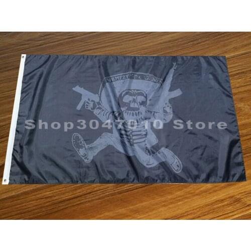 3x5 Flag of skull with gun banner