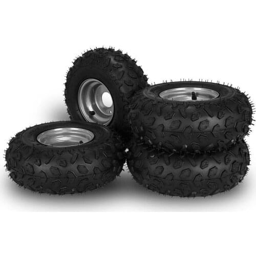 4pcs 6 inch 145/70-6 Go Kart Wheels Go Kart Rain Tires Set of 4 Rim & Tyre Set 3 holes Buggy