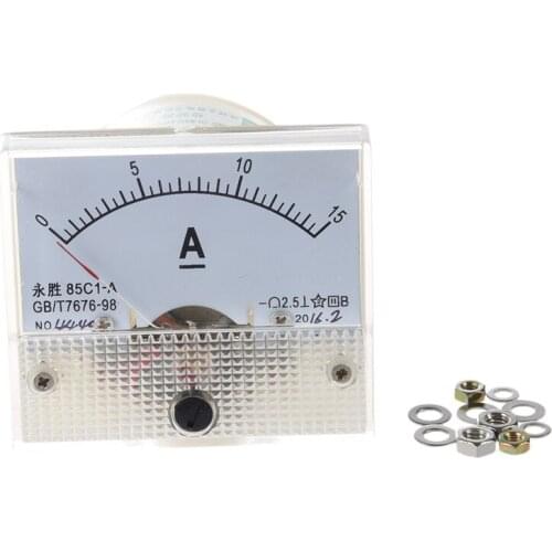 85C1 DC 0-15A Rectangle Analog Panel Ammeter Gauge