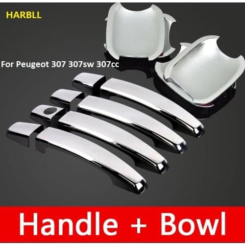 For Peugeot 307 307sw 307cc Accessories Chrome Trim Chromium Styling Door Handles Cover Sticker Exterior Decoration Car Styling