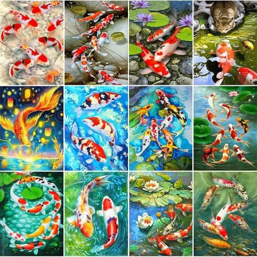 EverShine Diamond Painting Fish Diamond Embroidery Full Drill Square Animal Picture Of Rhinestones Wall Art Handmade Gift