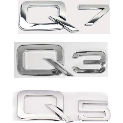 Car-Styling 3D Metal Silver Rear Trunk Letters Grille Head Decal Chrome Badge Emblem Sticker Car Sticker For Audi Q3 Q5 Q7 2021