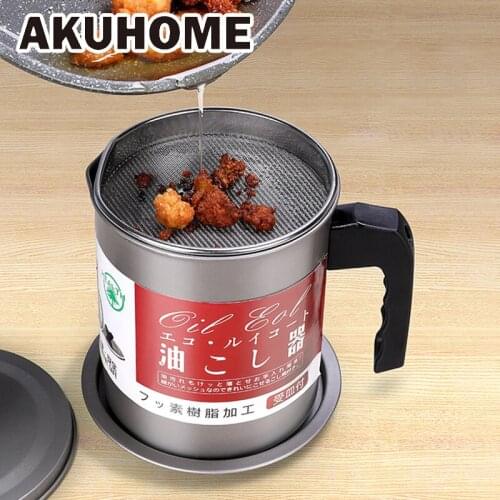 Stainless Steel Oil Filter Pot 1.4L Large Oil Bottle Capacity Filter Oil Separator Storage Kitchen Cooking Tools Iol Bottlo