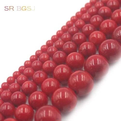 Free Shipping 4 6 8 10 12mm Round Sea Bamboo Red Coral Gems Natural Jewelry Loose Beads 15"