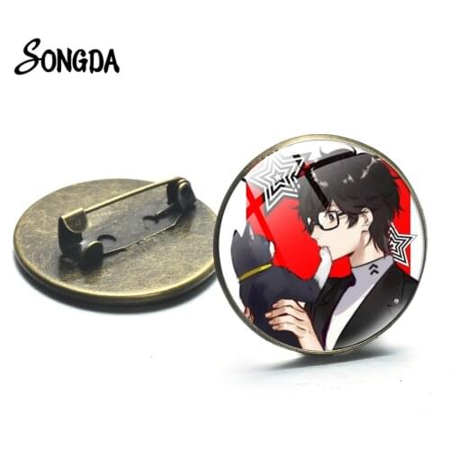 Game Persona 5 Art Photoes Brooch Cartoon Firgure Akira Kurusu Anne Takamaki Bronze Silver Plated Collar Pins Accessories