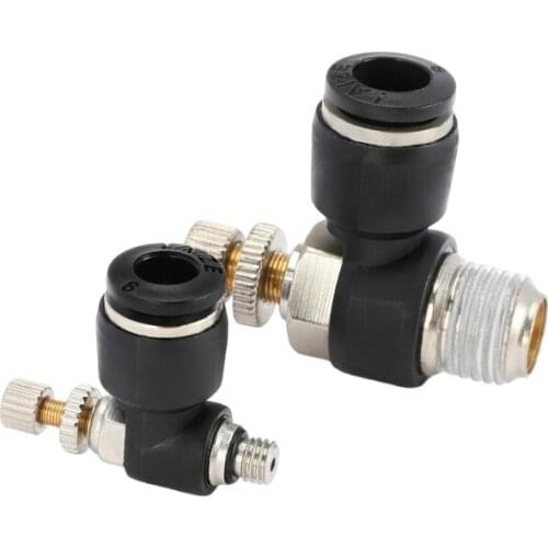 Black SL6-m3m5 Speed Regulating Switch Cylinder Regulating Valve Throttle Valve Male Threaded Pneumatic Connector Pipe Connector