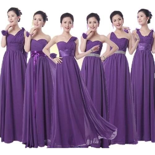 Royal Purple Bridesmaid Dress Long formal Chiffon Dark Purple Bridesmaid Eggplant Party Dress Vestido De Festa De Casamento