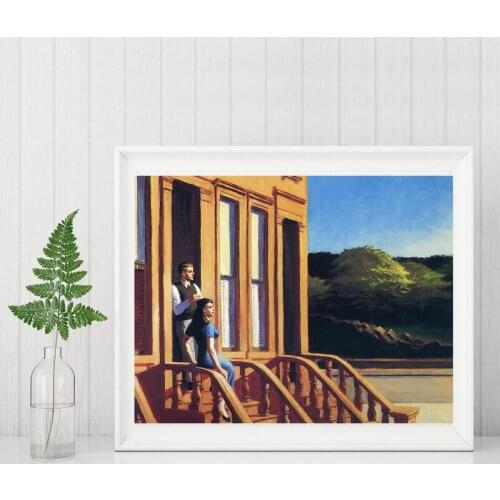 Edwardor Hopper Sunlight On Brownstones Wall Art Canvas Poster Print Canvas Painting Decorative Picture Living Room Home Decor