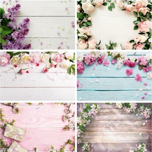 Photography Backdrop Flower Wood Plank Floor Plank Wood Newborn Baby Shower Birthday Decoration Background Photo Studio Props