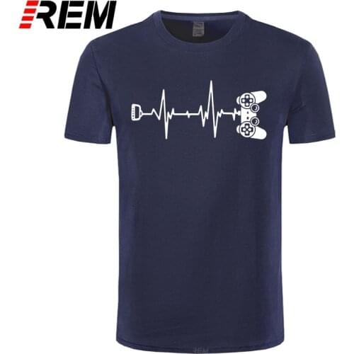 REM Interesting Gamer heartbeat T shirts men PS XBox Game electric pulse funny T-shirt Casual tshirt youth boys Humor brand