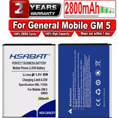 HSABAT 2800mAh Battery for General Mobile GM 5 Android One GM5 4G Dual GM4G GM5D 5D