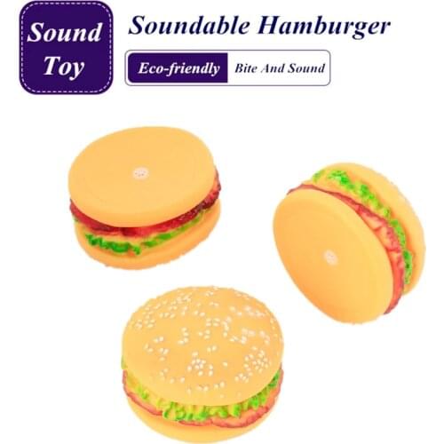 Hamburger Shaped Pet Dog Toy Funny Sounding Chew Toy Dog Cat Plastic Training Play Chew Toy Non-Toxic Safe and Sound