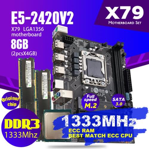 Atermiter X79 motherboard mini pc gaming Xeon LGA 1356 E5 2420 V2 cpu 2x 4GB= 8GB 1333MHz DDR3 ECC REG memory RAM PC3 10600R USB
