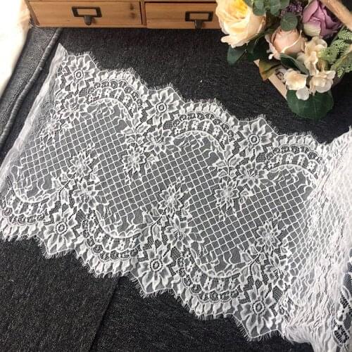 45 cm Wide Thick White Eyelashes Lace Fabric DIY Table Cloth Skirt Fringed Fabric