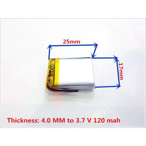 3.7V lithium polymer battery 401725 041725 120MAH GPS MP3 / 4 Recorder