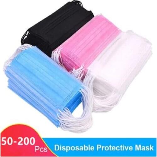 In Stock,black Masks 50pc 100pc Adult Disposable Pink White Yellow Protection Maske Unisex Facemask Dropshipping No Decoration