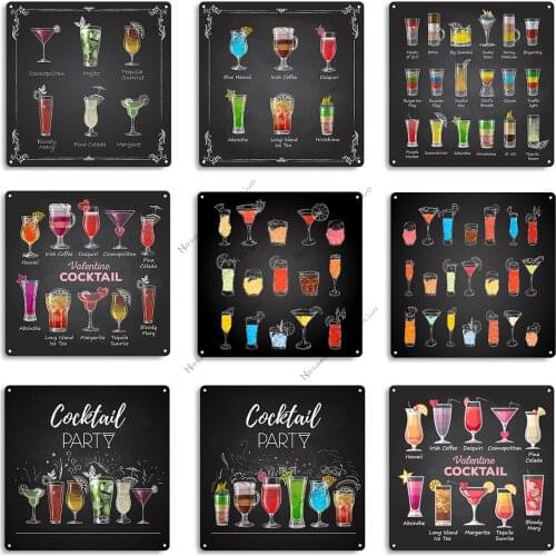 Cocktail Metal Tin Sign Beer Metal Signs Colorful Wall Plate Vintage Poster Club Man Cave Bar Home Wall Decor Signs Metal Plaque