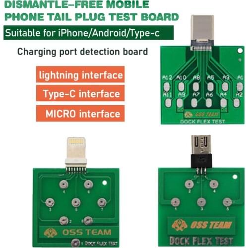 Micro USB Dock Flex Test Board for iPhone 11 xs x 6 7 8 Android Phone U2 Micro USB 8 Pin Type-C Battery Power Charging Dock Flex