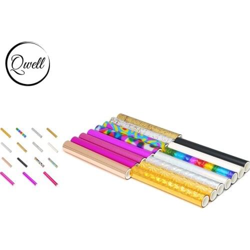 QWELL 5m*15cm Multicolor Foil Transfer Sheets Glimmer Foil Hot Stamping Foil Roll Apply For DIY Craft Cards Leather Making 2020