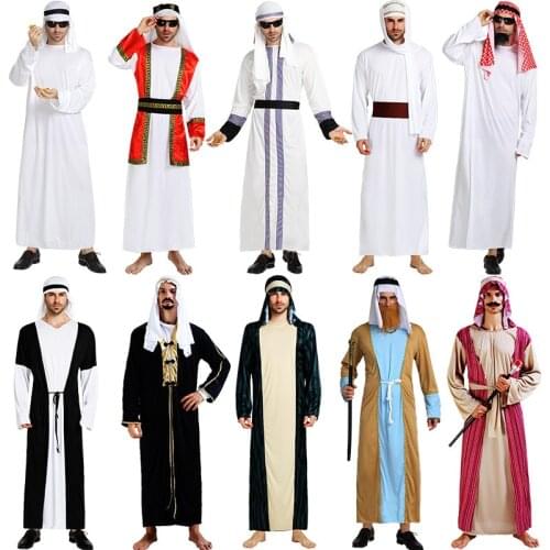 Umorden Men Arabia Arab Sheikh Costume Shepherd Arabian Prince Cosplay for Adult Fantasia Purim Halloween Costumes