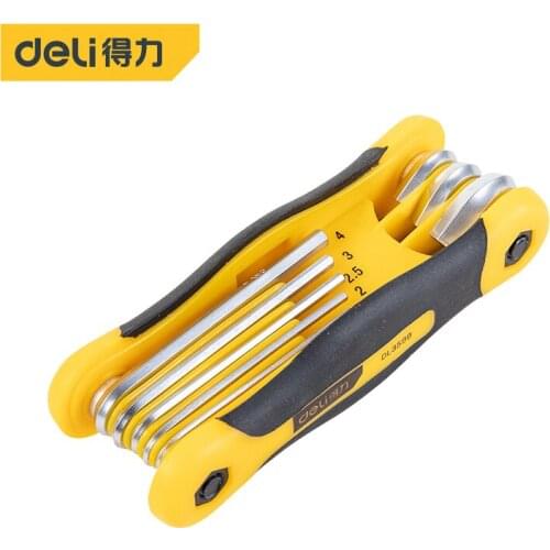 Deli Folding Portable Hexagonal Wrench Set CR-V Hex Allen Key Hex Wrenches Hand Tool Llave Hexagon Spanner Hardware Tool Kit