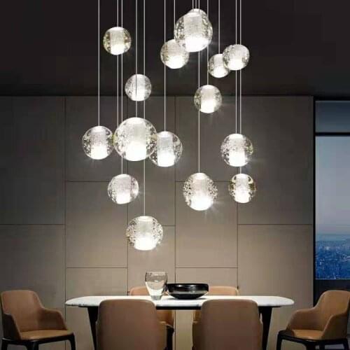 New Modern Chandeliers Indoor Lighting Stair Led Chandelier For Living Room Crystal Ball Chandelier Loft Kitchen Lights Lustre