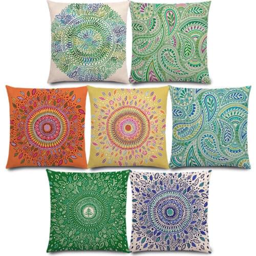 New Beautiful Leaf Flower Gorgeous Floral Doodle Colourful Paisley Decorative Pattern Mandalas Cushion Cover Pillow Case